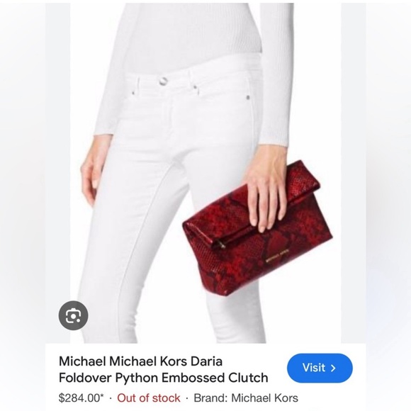 Michael Kors Daria Foldover Python Embossed Clutch - Picture 15 of 15